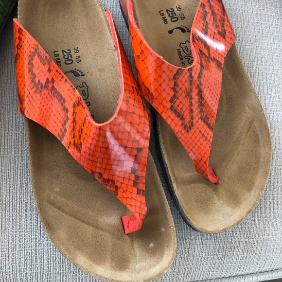 orange snake print shoes